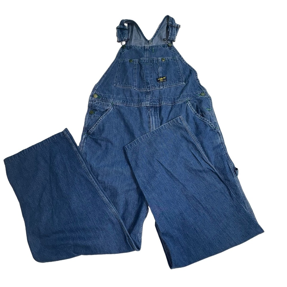 Osh Kosh B Gosh Overalls Men's Sz 38x30 VTG Soft Denim Carpenter Style Zipper